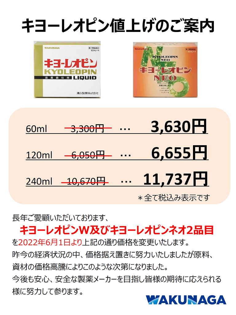 キヨーレオピンNeo 60ml×4 2箱 値下げしました